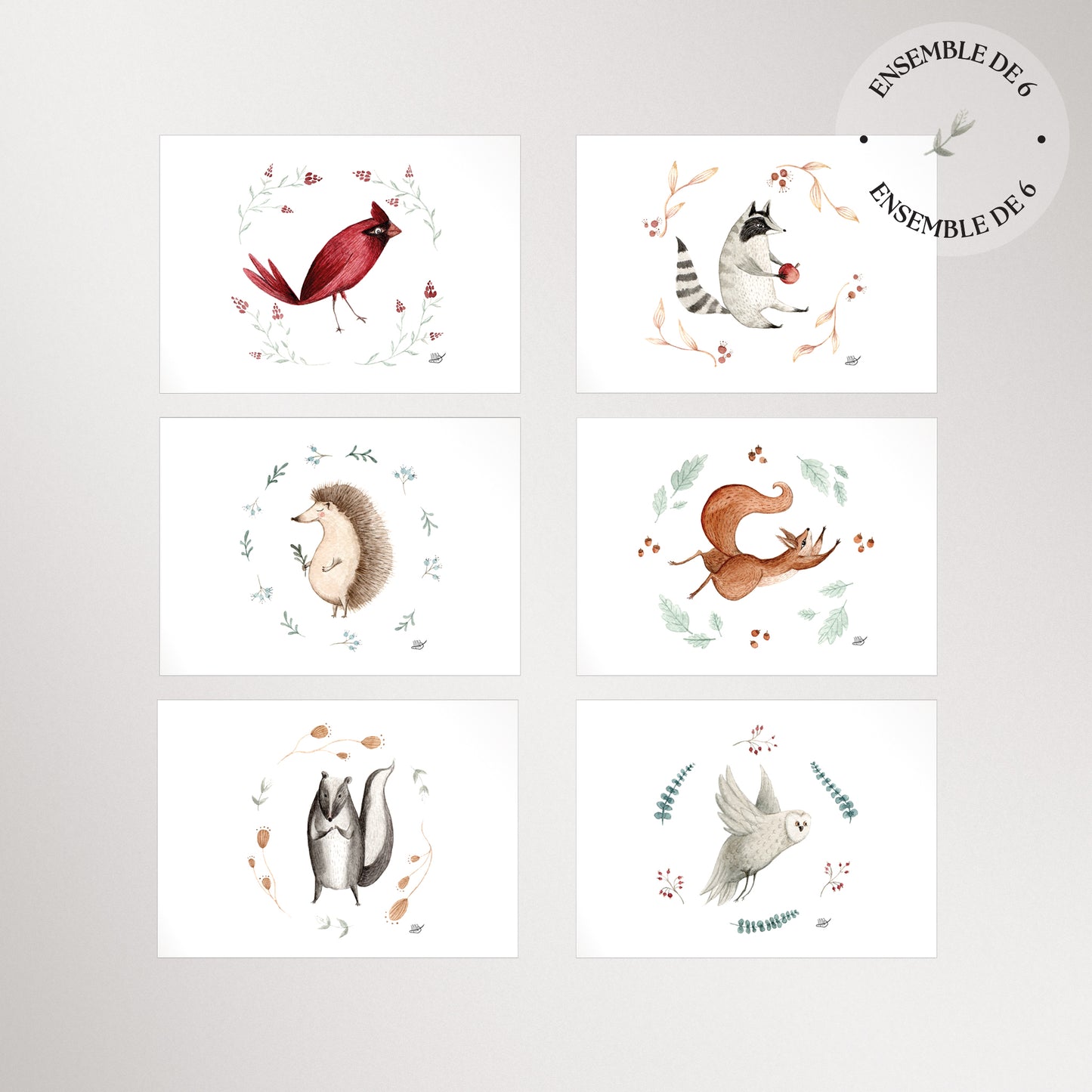 Lot de 6 cartes de souhaits / Série 1