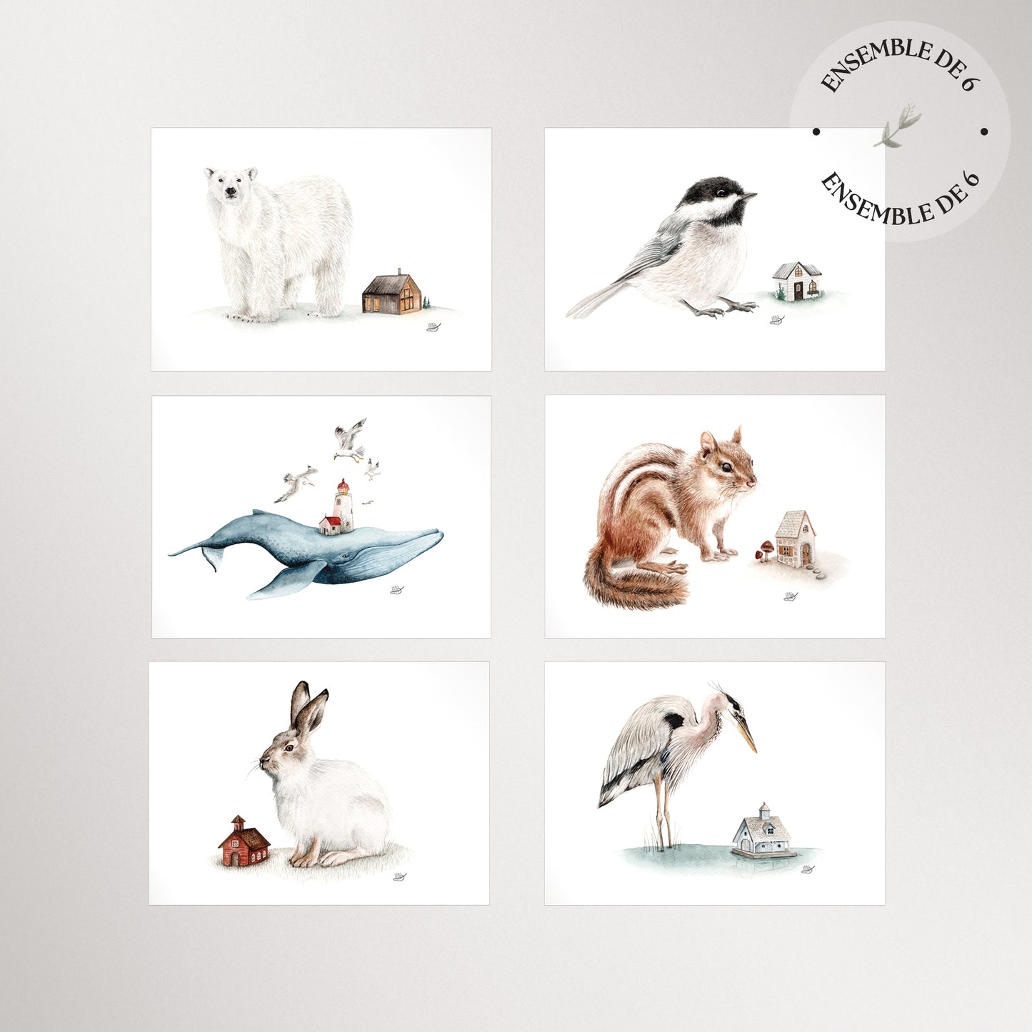Lot de 6 cartes de souhaits / Série 2